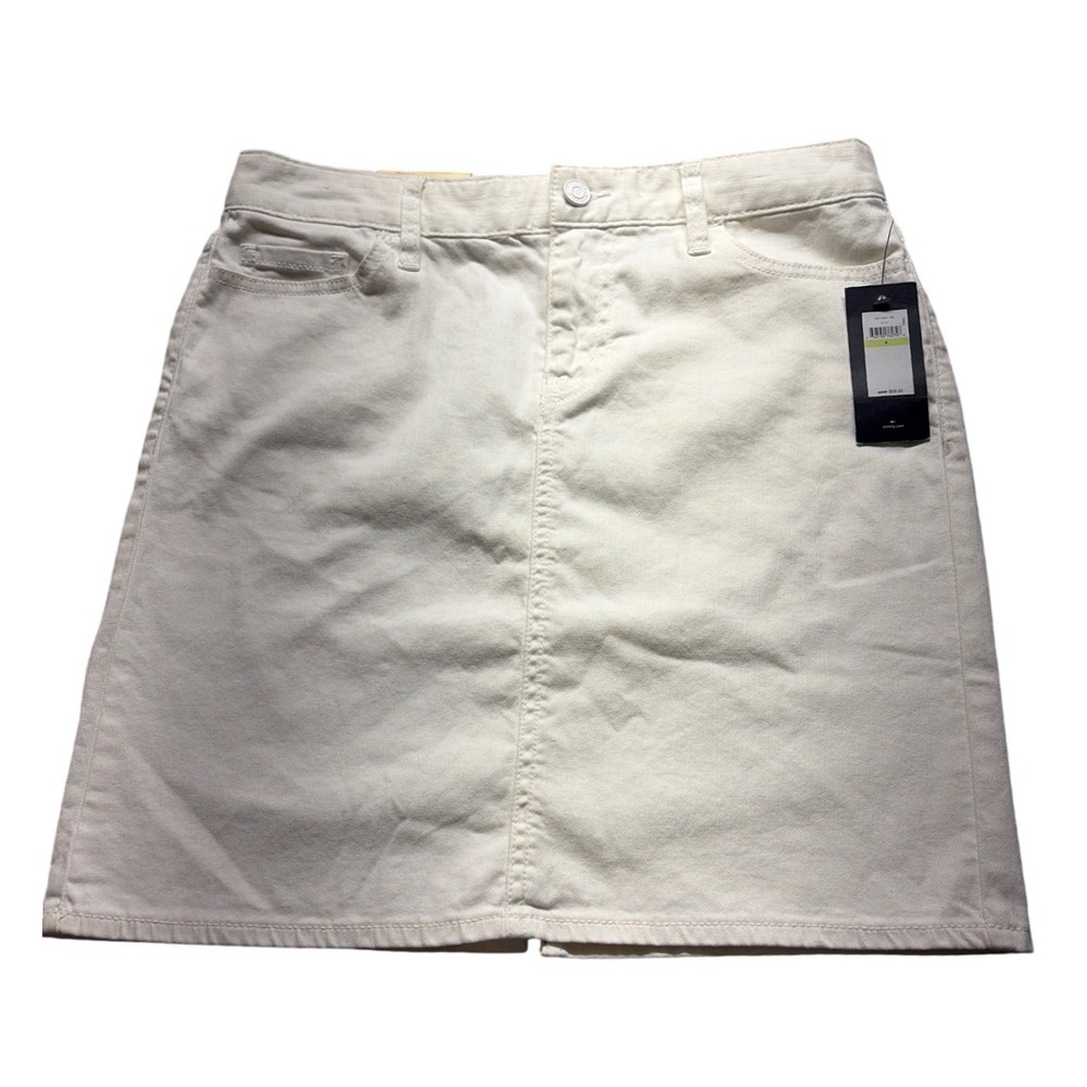 Tommy Hilfiger‎ Womens White Denim Mini Skirt Stretch Size 4 NWT 7671564 100
